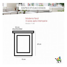 Cargar imagen en el visor de la galería, Farol Moderno 3 Caras Apto Intemperie Para Lampara Led