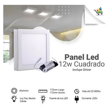 Cargar imagen en el visor de la galería, Panel Plafon Led 12w Aplicar Cuadrado