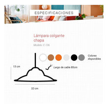 Cargar imagen en el visor de la galería, Lampara Colgante Chapa Cocina 32cm Blanco.