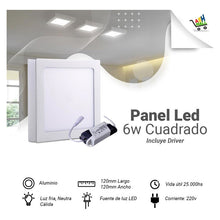 Cargar imagen en el visor de la galería, Panel Plafon Led 6w Aplicar Cuadrado