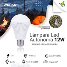 Cargar imagen en el visor de la galería, Lampara Led Autónoma 12w Luz Fría -