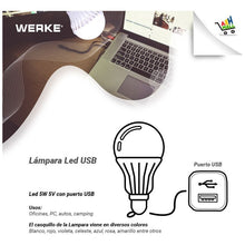 Cargar imagen en el visor de la galería, Lámpara Led 5w Usb Blanco -werke-