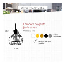 Cargar imagen en el visor de la galería, Lampara Colgante Jaula Recto.