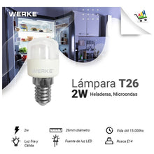 Cargar imagen en el visor de la galería, Lámpara Heladera De Led T26 E14 2w Fría