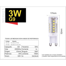 Cargar imagen en el visor de la galería, Lámpara Led G9 Cilíndrica 3w Cálida Werke Pack X10