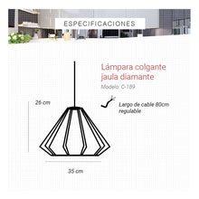 Cargar imagen en el visor de la galería, Lampara Colgante Vintage Jaula Diamante 35cm
