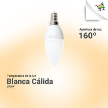 Cargar imagen en el visor de la galería, Led Vela C35 4,5w Luz Cálida E14 - Lm360-160°-x 10 U
