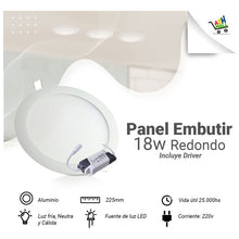 Cargar imagen en el visor de la galería, Panel Led 18w Embutir Redondo
