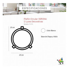 Cargar imagen en el visor de la galería, Plafon Techo Vidrio Circular 25cm Diseño Verona Decorativo
