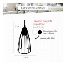 Cargar imagen en el visor de la galería, Lampara Colgante Deco Vintage 1 Luz Jaula Cono
