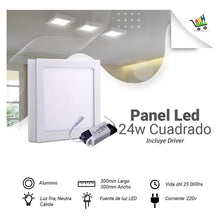 Cargar imagen en el visor de la galería, Panel Plafon Led 24w  Aplicar Cuadrado 30x30cm
