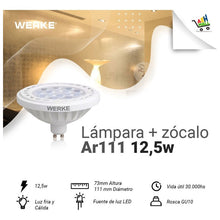 Cargar imagen en el visor de la galería, Lampara Led Ar111 12,5w -  Zócalo Gu10 Luz Cálida Werke
