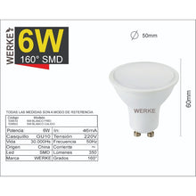 Cargar imagen en el visor de la galería, Lampara Led Gu10 6w Luz Cálida  - Werke - Pack X 10 U

