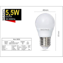 Cargar imagen en el visor de la galería, Led Gota G45 5,5w Luz Cálida Pack X 10 Unidades
