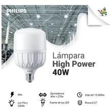 Cargar imagen en el visor de la galería, Lamparas Galponera Led 40w Alto Poder Hi Power E27 Philips
