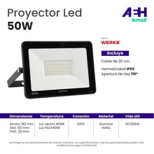 Cargar imagen en el visor de la galería, Reflector Led 50w Última Generación Exterior
