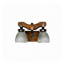 Cargar imagen en el visor de la galería, Aplique De Madera Pared Estilo Campo 2 Luces Tulipa Vidrio
