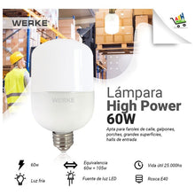 Cargar imagen en el visor de la galería, Lamparas Led Galponera 60w E40   - High Power Tipo T -werke-
