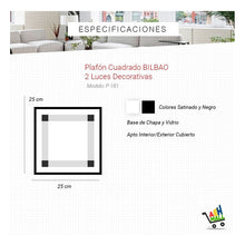 Cargar imagen en el visor de la galería, Plafon Cuadrado Diseño Bilbao  Para Lampara Led E27
