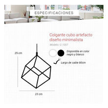 Cargar imagen en el visor de la galería, Lampara Colgante Cubo Negro Vintage C-1007 Pack X2u.
