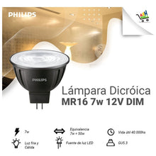 Cargar imagen en el visor de la galería, Lampara Dicroica Bipin Led Mr16 12v 7w Dimerizable  Philips
