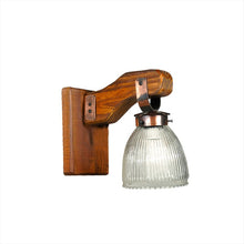 Cargar imagen en el visor de la galería, Aplique De Madera Pared Estilo Campo 1 Luz Con Tulipa Vidrio
