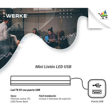 Cargar imagen en el visor de la galería, Plafon Liston  Tubo Led T8 Usb 6w Werke
