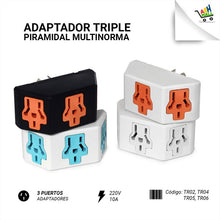 Cargar imagen en el visor de la galería, Enchufe Adaptador Triple Piramidal Multinorma

