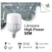 Cargar imagen en el visor de la galería, Lamparas Galponera Led 50w Alto Poder Hi Power E40 Philips
