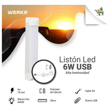 Cargar imagen en el visor de la galería, Plafon Liston  Tubo Led T8 Usb 6w Werke
