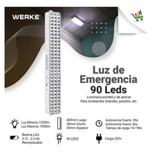 Cargar imagen en el visor de la galería, Luz De Emergencia Recargable Led 90 Leds 3.7v-lt2002
